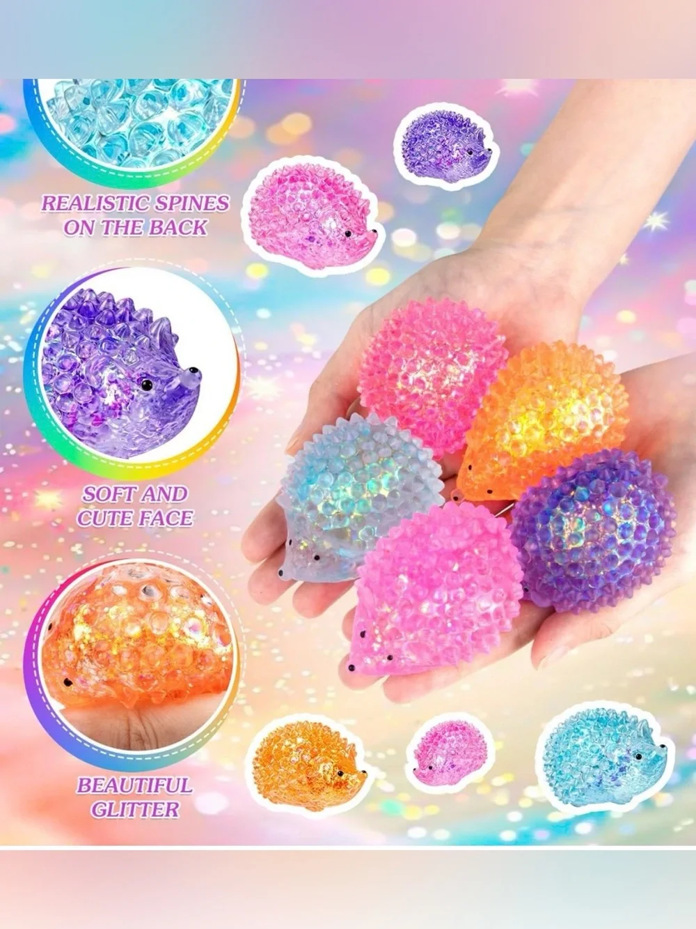 Hedgehog Sugar Squisher Sensory Fidget Toys — Set of 4 🦔 Fun to Squeeze